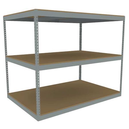 Tennsco Boltless Shelving Unit, 48-5/8"D x 72-5/8"W x 60"H, 3 Shelves, Steel ZLE5-7248S-3D