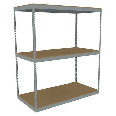 Tennsco Boltless Shelving Unit, 36-5/8"D x 72-5/8"W x 84"H, 3 Shelves, Steel ZLE7-7236S-3D