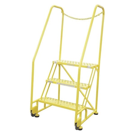 Cotterman 60 in H Steel Tilt and Roll Ladder, 3 Steps, 450 lb Load Capacity 3TR26A6E10B8D3C2P6
