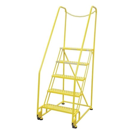 Cotterman 80 in H Steel Tilt and Roll Ladder, 5 Steps, 450 lb Load Capacity 5TR26A6E10B8D3C2P6