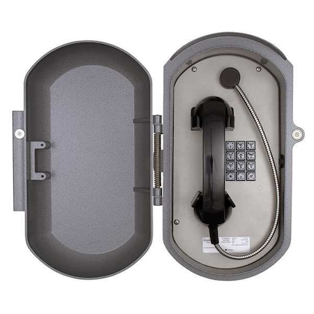 Guardian Telecom Aluminum Casting Telephone, Armored Cord, Wall Mount, Gray ACT-40