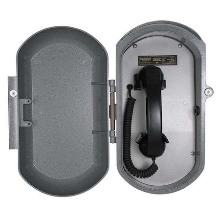 Guardian Telecom Aluminum Casting Ringdown Telephone, Curly Cord, Wall Mount, Gray ACR-11