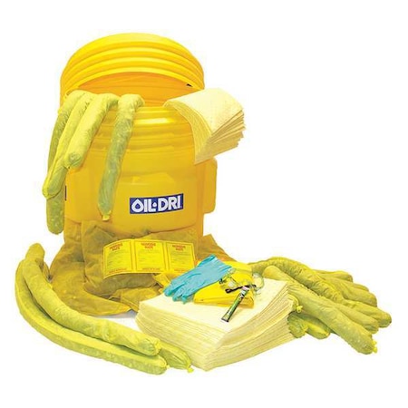 Oil-Dri Spill Kit, 78 gal Volume Absorbed per Kit, 95 gal Capacity, Drum, Yellow L90415G