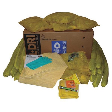 Oil-Dri Spill Kit, 56 gal Volume Absorbed per Kit, 50 gal Capacity, Box, Brown L90450RG