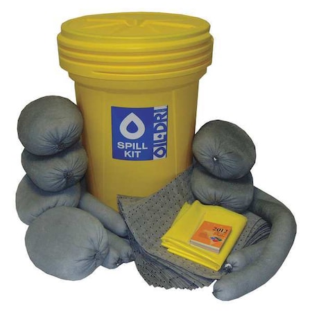 Oil-Dri Spill Kit, 26 gal Volume Absorbed per Kit, 30 gal Capacity, Drum, Yellow L90930G