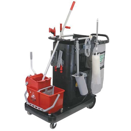 Unger Janitor Cart, Polypropylene, 51-1/2inL, Blk RRSPC