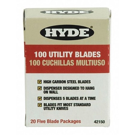 Hyde Hd Utility Knife Blades, PK100 42150