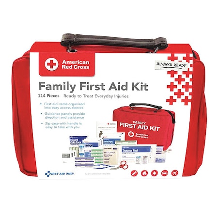 American Red Cross First Aid Kit and Housing, Nylon 115 Components, 25 People Served 9162-RC