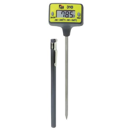Test Products International 4.9" Stem Digital Pocket Thermometer, -58 Degrees to 300 Degrees F 310C