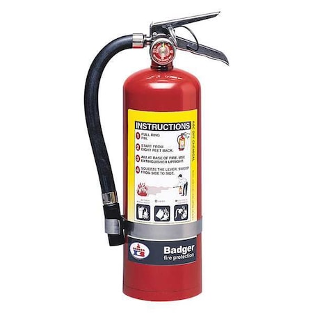 Badger Fire Extinguisher, 5 lb Capacity, Class ABC , UL Rating3A:40B:C , Monoammonium Phosphate B5M