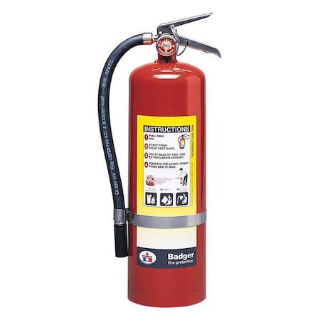 Badger Fire Extinguisher, 10 lb Capacity, Class ABC , UL Rating4A:80B:C , Monoammonium Phosphate B10M