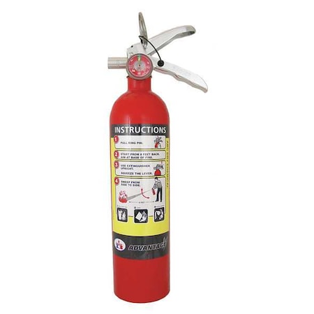 Badger Fire Extinguisher, 2.5 lb Capacity, Class ABC , UL Rating1A:10B:C , Monoammonium Phosphate ADV-250
