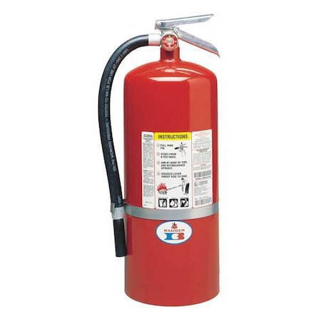 Badger Fire Extinguisher, 20 lb Capacity, Class ABC , UL Rating6A:120B:C , Monoammonium Phosphate 20-MB-6H