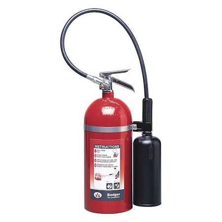 Badger Fire Extinguisher, 10 lb Capacity, Class BC , UL Rating10B:C , Carbon Dioxide 10 sec, Discharge Time: B10V