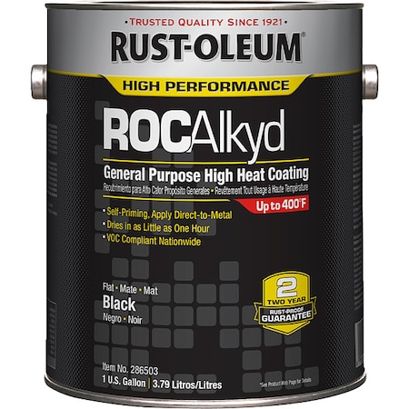 Rust-Oleum Heat Resistant Coating, Black, 1gal 286503