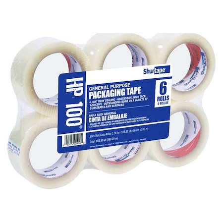 Shurtape Carton Sealing Tape, Clear, PK6 104301