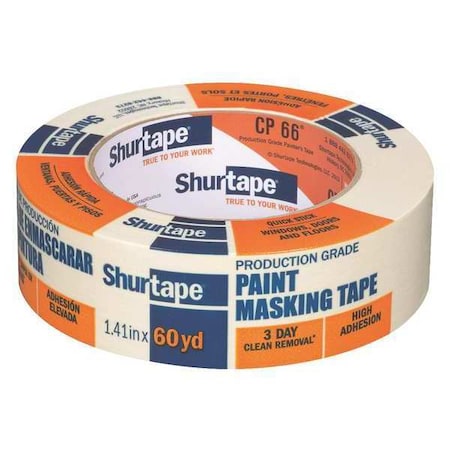 Shurtape Painter's Tape, Natural, 36 mm W, 55 m L, 5.6 mil Thick, CP 066 102803