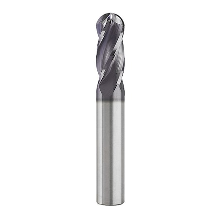 Zoro Select Ball End Mill, Single End, 3/8", Carbide CEM38BSL4TIALN