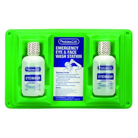Physicianscare Single Use Eyewash Station, 2 16 oz Bottles Included, Isotonic Buffered Solution, Wall Mount 24-102