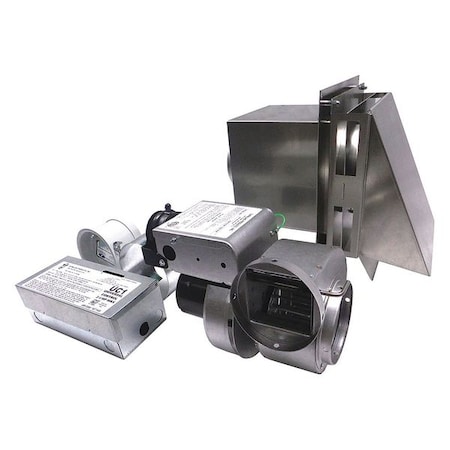 Tjernlund Products Gas Heater Vent System, 120, Aluminized Steel, 10 1/4 in W, 8 in H, 4 Inlet and Outlet Dia. GPAK1