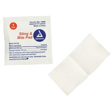 Dynarex Bite and Sting Pads, Kit, Corrugate Case, PK3000 1408