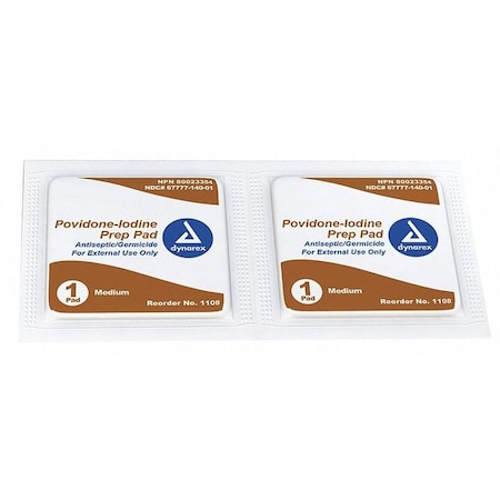 Dynarex Povidone Iodine Pads, Antiseptics, PK1000 1108