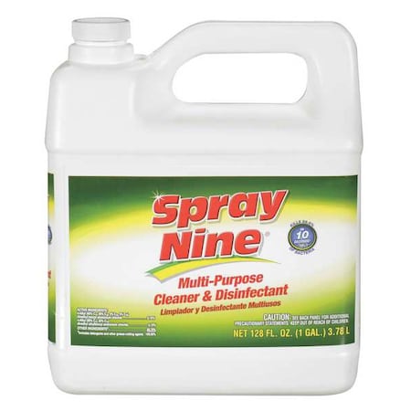 SPRAY NINE Cleaner and Disinfectant, 1 gal. Jug, citrus, Clear, 4 PK 26801