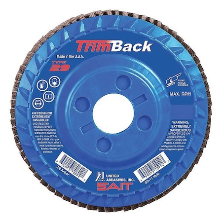 United Abrasives/Sait SAIT 70803 TrimBack Flap Disc (Type 29) 4-1/2" x 7/8", 80 Grit, 10-Pack 70803