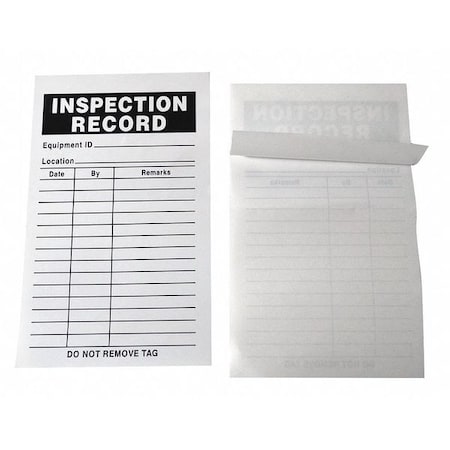 Zoro Select Inspection Record Label, Not Applicable, Paper, 5 in H x 3 in W, White, Rectangle, 25 PK 36RE97