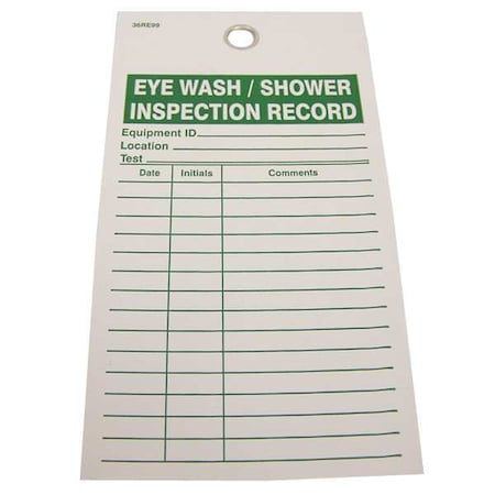 Zoro Select Tag, Eyewash, Vinyl, 3 3/16 in H x 5 3/4 in W, White, Rectangle, 25 PK 36RE99