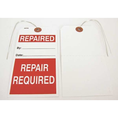 Badger Tag & Label Tag, Repair, Paper, 5 3/4 in H x 2 7/8 in W, White, Rectangle, 25 PK 130