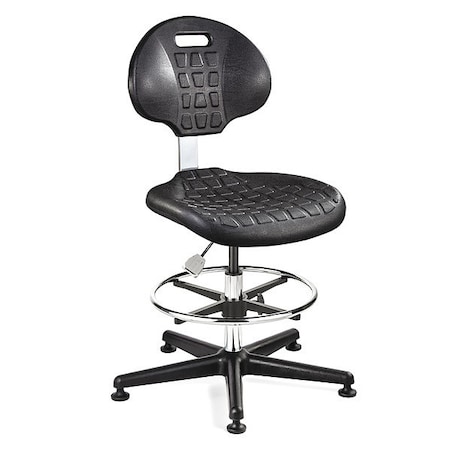 Bevco Cleanroom Task Chair, Polyurethane, Black, 19 in to 26-1/2 in Seat Height, Glides 7300C1-BLK