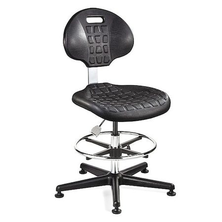 BEVCO Poly Cleanroom Chair, Non-tilt, ISO 4, 19-27" St Ht. 7300C1-BLK