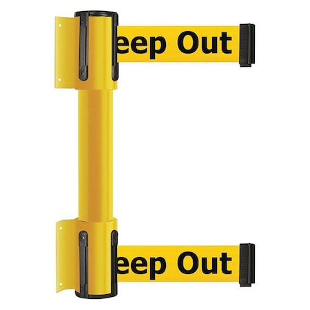 Tensabarrier Belt Barrier, Yellow, 7 1/2 ft Length, 16 1/2 in Post Height, Danger Keep Out 896T2-35-STD-YDX-C