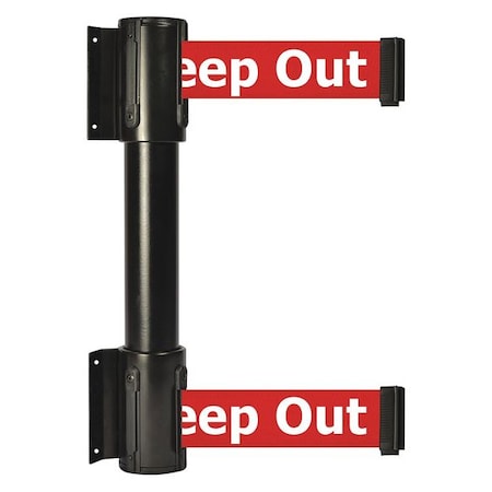 Tensabarrier Belt Barrier, Black, 7 1/2 ft Length, 16 1/2 in Post Height, Danger Keep Out 896T2-33-STD-RHX-C