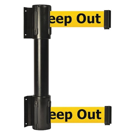 Tensabarrier Belt Barrier, Black, 13 ft Length, 16 1/2 in Post Height, Danger Keep Out 896T2-33-MAX-YDX-C
