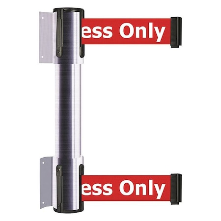 Tensabarrier Belt Barrier, Satin Chrome, 13 ft Length, 16 1/2 in Post Height, Authorized Access Only 896T2-1S-MAX-RAX-C