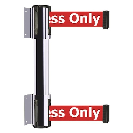 Tensabarrier Belt Barrier, Polished Chrome, 13 ft Length, 16 1/2 in Post Height, Authorized Access Only 896T2-1P-MAX-RAX-C