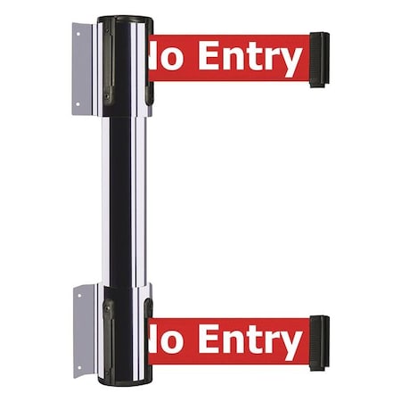 Tensabarrier Belt Barrier, Polished Chrome, 13 ft Length, 16 1/2 in Post Height, No Entry 896T2-1P-MAX-RBX-C