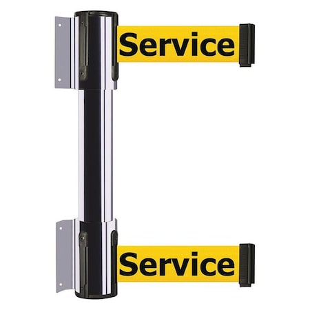 Tensabarrier Belt Barrier, Polished Chrome, 13 ft Length, 16 1/2 in Post Height, Out of Service 896T2-1P-MAX-YEX-C