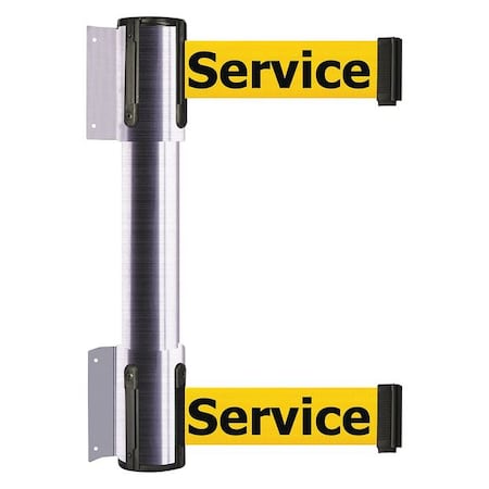 Tensabarrier Belt Barrier, Satin Chrome, 13 ft Length, 16 1/2 in Post Height, Out of Service 896T2-1S-MAX-YEX-C