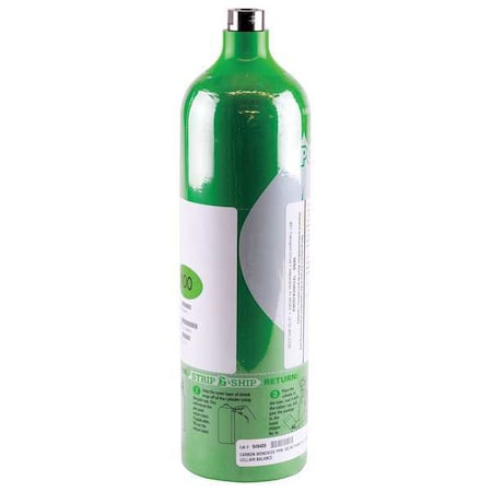 Sensit Calibration Gas, Carbon Monoxide, Methane, 103 L, 5/8 in-18 UNF Threaded Collar Connection 315-140001
