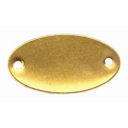 Zoro Select Blank Tag, Brass, 1 in H x 1 7/8 in W, 1 in Dia., Yellow, Oval, 100 PK 41742