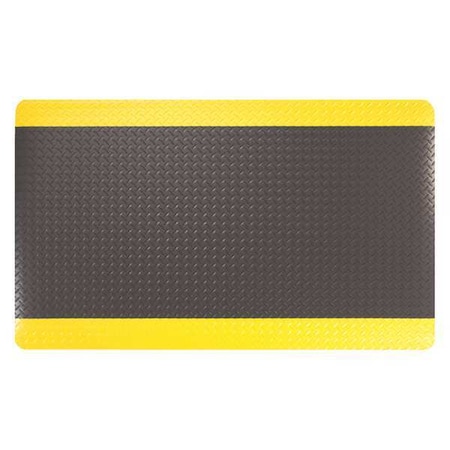 Apache Mills Antifatigue Mat, 75 ft. L x 2 ft. W, 15/16" Thickness, Diamond, Black/Yellow 3956509032X75