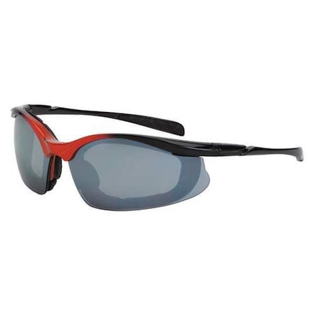 Crossfire Concept, Safety Glasses, Anti-Scratch, Gray Mirror Lens, Black, Orange Frame, Half-Frame 873