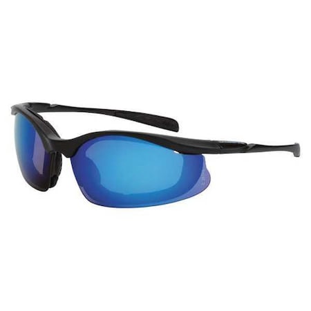 Crossfire Concept, Safety Glasses, Anti-Scratch, Blue Mirror Lens, Black Frame, Full-Frame 828
