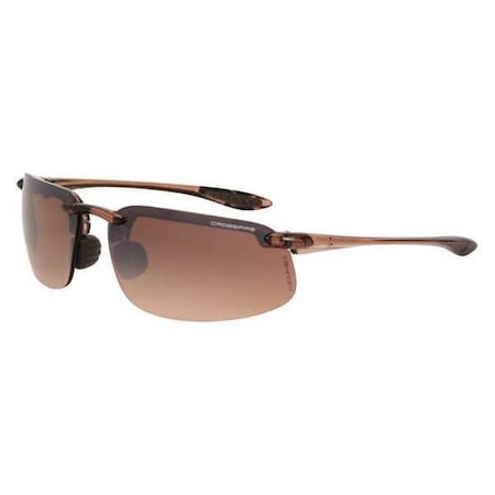 Crossfire ES4, Safety Glasses, Anti-Scratch, Amber Mirror Lens, Brown Frame, Half-Frame 211125