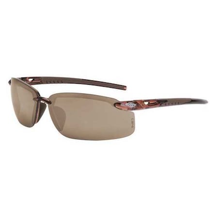 Crossfire ES5, Safety Glasses, Anti-Scratch, Amber Mirror Lens, Brown Frame, Half-Frame 29117