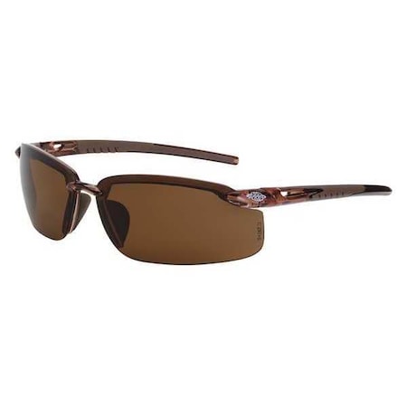 Crossfire ES5, Safety Glasses, Anti-Scratch, Amber Lens, Brown Frame, Half-Frame, Polarized 291113