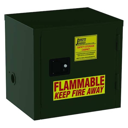 Jamco Hazardous Material Storage Cabinet, 6 gal, 1 Shelves, Steel, 23 in W x 22 in H x 18 in D, Green FL06EP